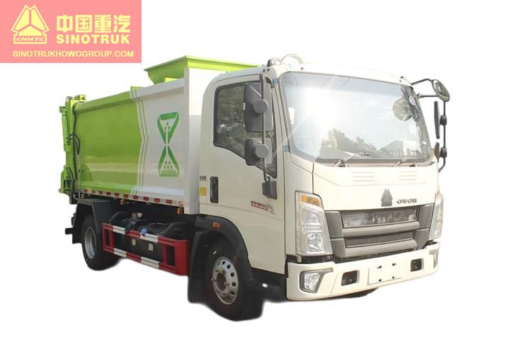 HOWO 8 Cubic Bucket Garbage Truck Trash Clean Junk Waste Good Recycling Transport Truck