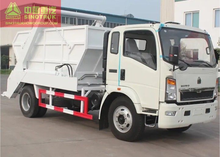 HOWO 4x2 Swing Arm skips garbage waste bin dumpster container Automatic Loading Garbage Truck light